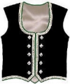 TTT-319. Ladies dancers braided vests silver or golden braided, matching diamond shape buttons.