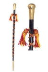 TTT-208. Parade Stick made up of pure Malacca cane wrapped up in a silk cord and covered on both sides by Chrome Plated Head (Plain) and Base. Length: 36