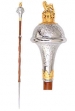 TTT-202.Drum Major's Maces, custom colors Trumpet shape engraved head, lion, LENGTH IS ADJUSTABLE FROM 50” to 65